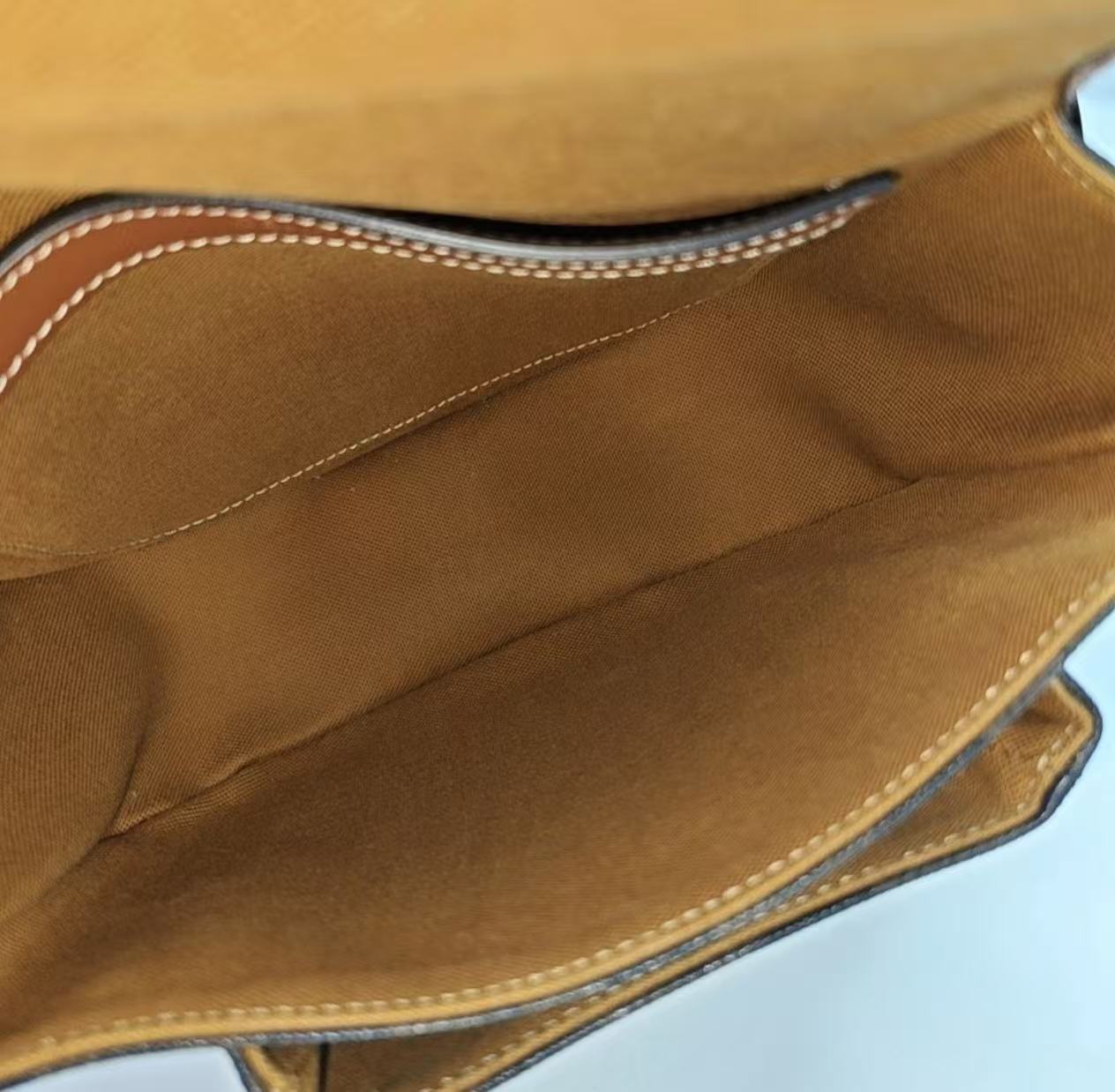 Celine - FOLCO Medium Triomphe Canvas Shoulder Bag - PVC coated canvas with leather trim - Brown - (medium)