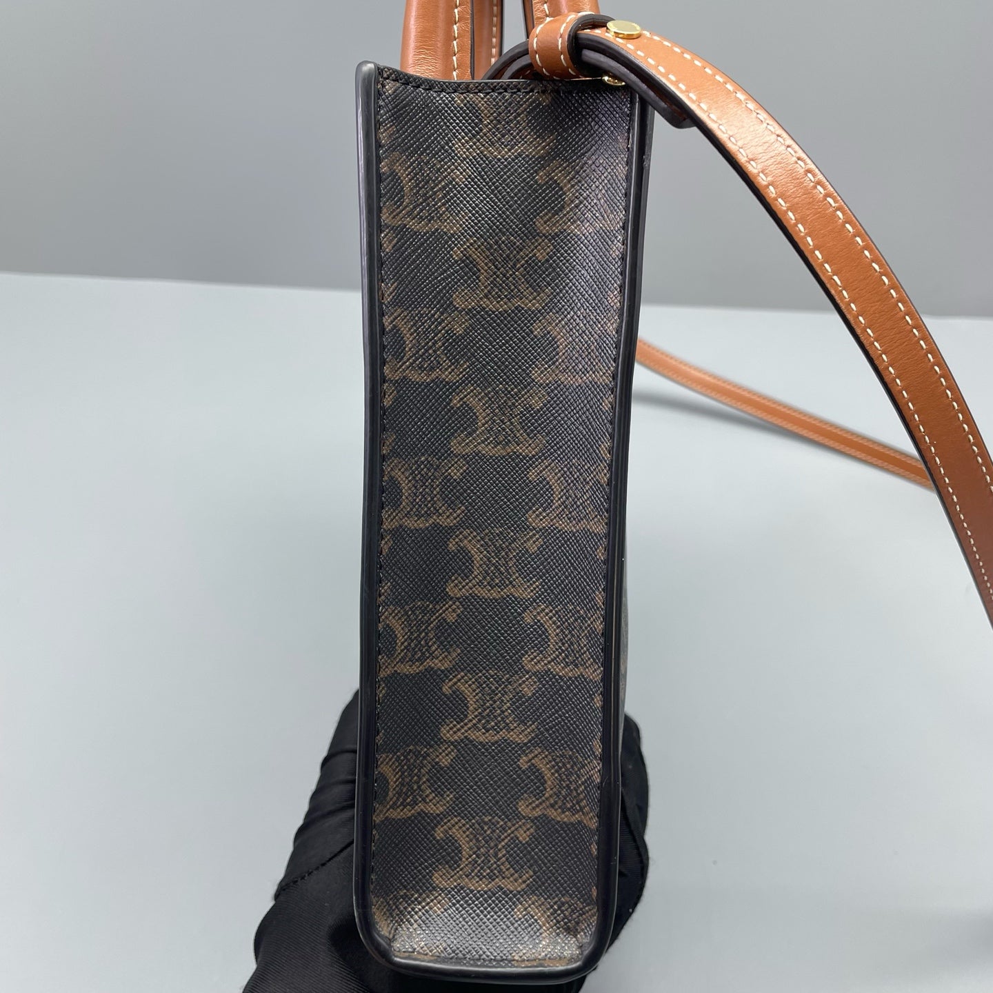 Celine - Triomphe Canvas Mini Vertical Cabas - Coated Canvas and Leather - Brown - (mini)
