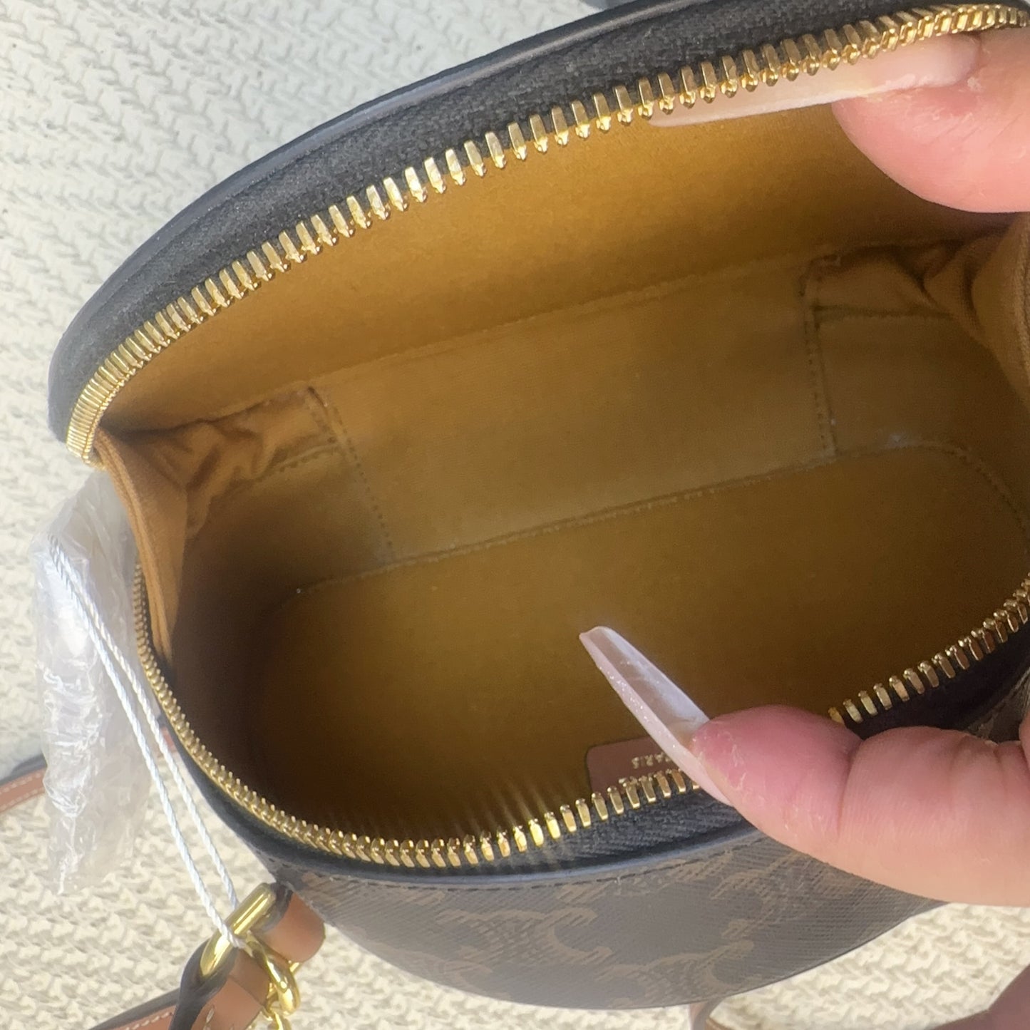 Celine - Triomphe Canvas Round Bag - Leather - Brown - (mini)