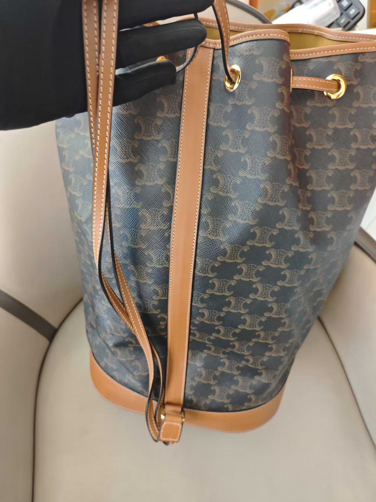 Celine - Triomphe Sailor Bag - Triomphe Canvas with Leather trim - Brown - (medium)