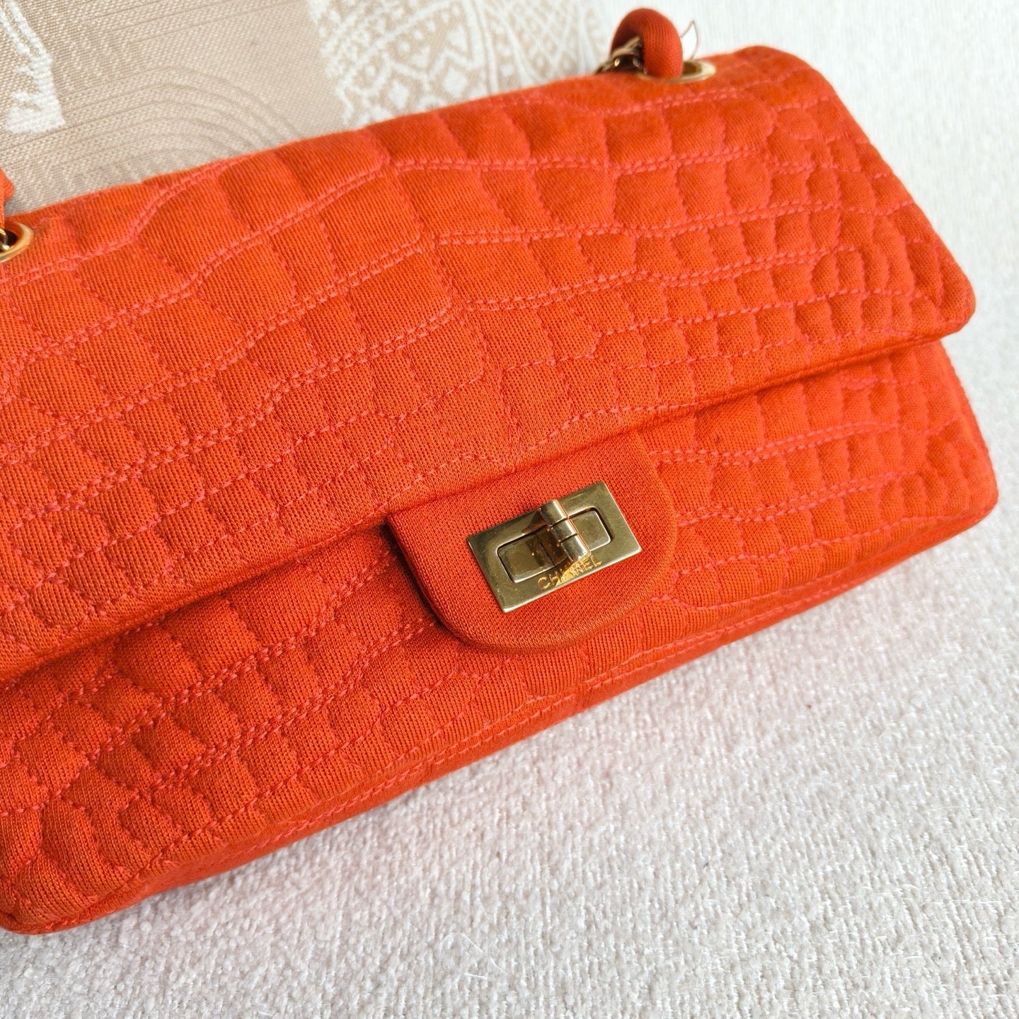 Chanel - 2.55 Flap Bag - Canvas - Orange - (Small)
