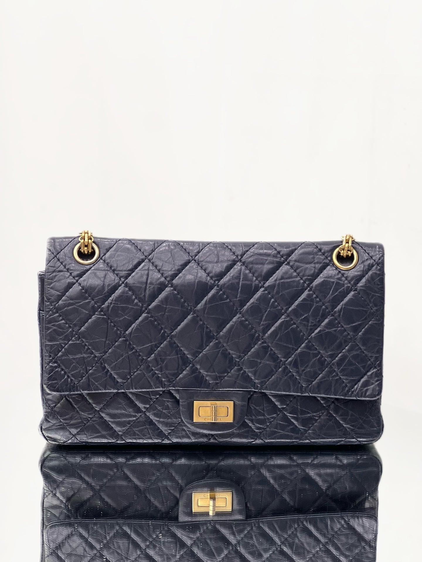 Chanel - 2.55 Reissue Flap Bag - Aged Calfskin Leather - Blue - (Medium)