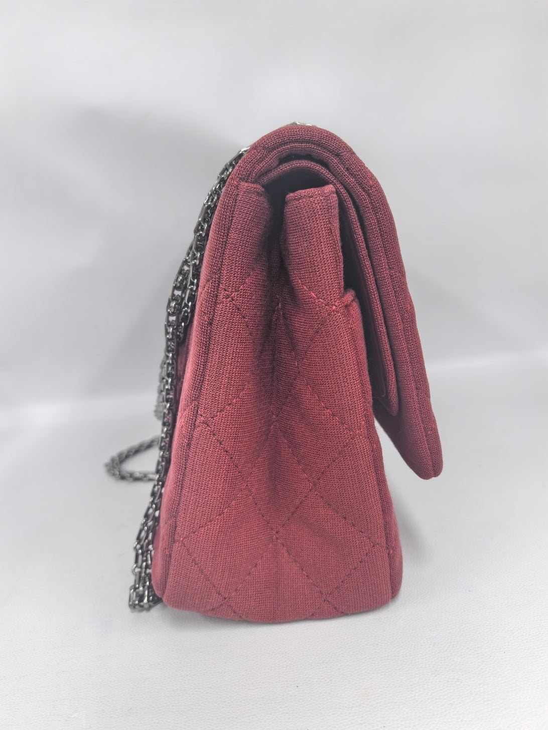 Chanel - 2.55 Reissue - Quilted fabric - Rose Red with Silver-Tone Hardware - (Small)