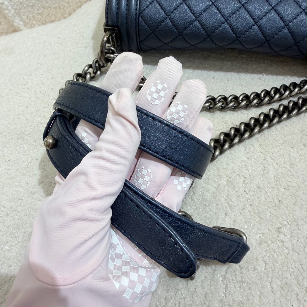 Chanel - Boy Chanel - Leather - Navy - (medium)