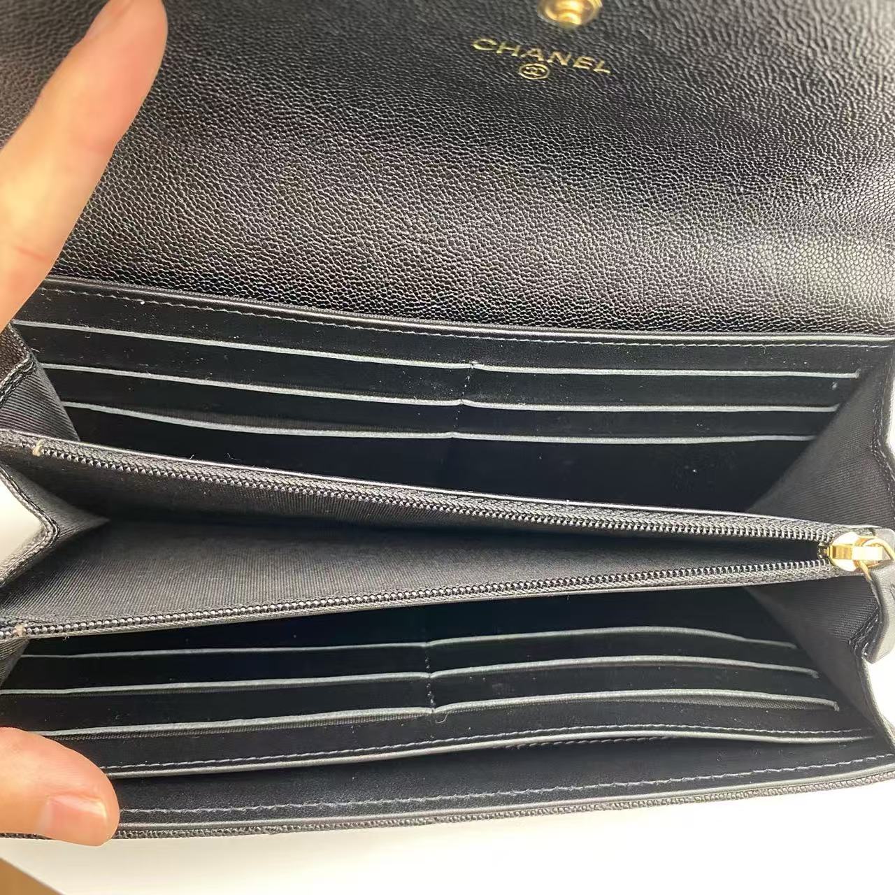 Chanel - Boy Long Wallet - Grained calfskin leather - Black with Gold-Tone Hardware - (Other)