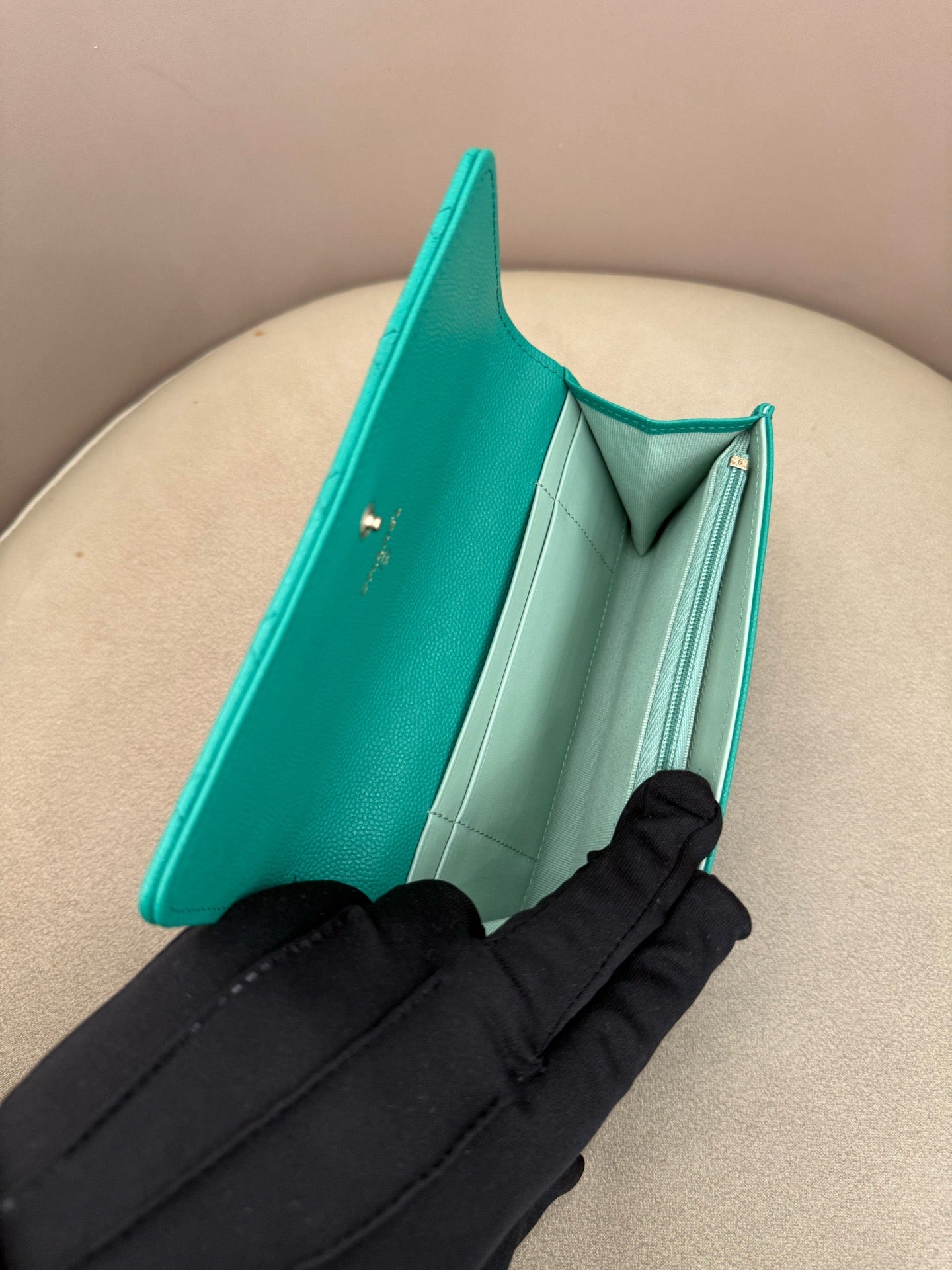 Chanel - CC Long Wallet - Leather - Green - (small)