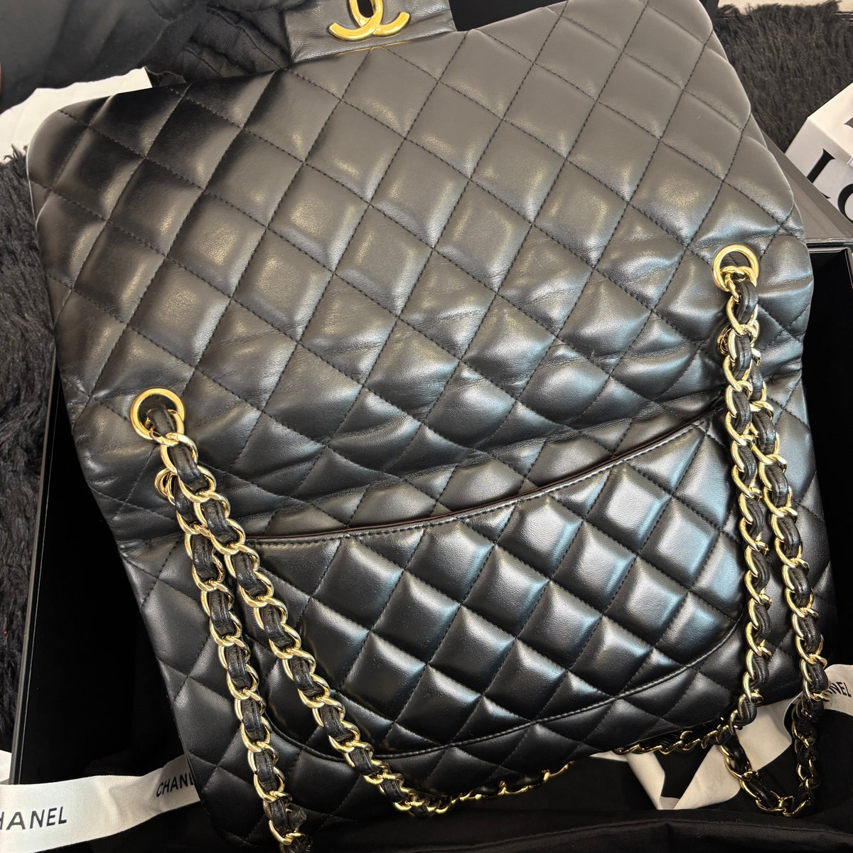 Chanel - Classic Flap Jumbo - Leather - Black - (medium)