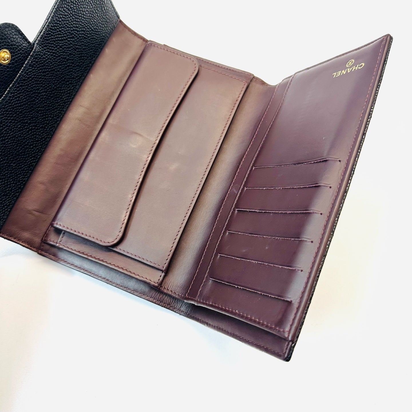 Chanel - Classic Quilted Long Folding Card Holder Wallet - Leather - Black