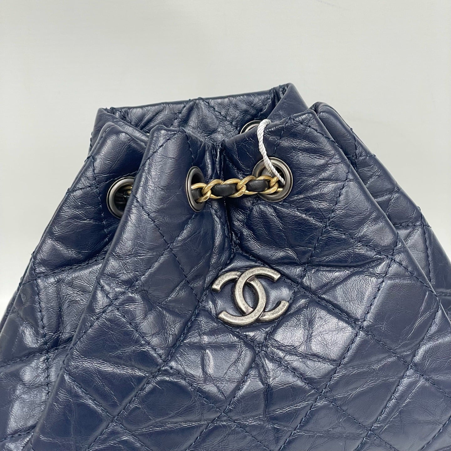 Chanel - Gabrielle Backpack - Aged calfskin leather and smooth calfskin leather - Blue and Black - (Medium)