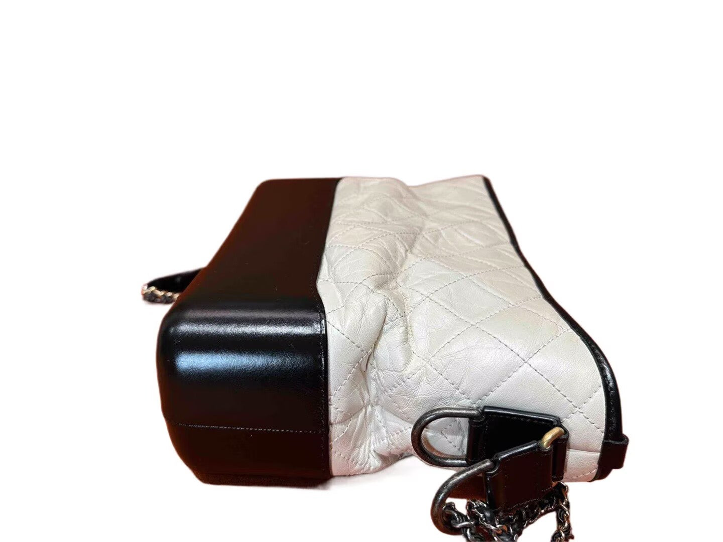 Chanel - Gabrielle Hobo Bag - Aged calfskin leather - Black and White - (medium)