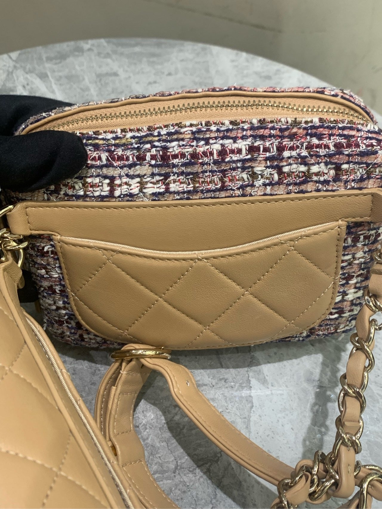 Chanel - Gemini Double Bag - Lambskin leather and Tweed - Beige and Multicolour - (mini)