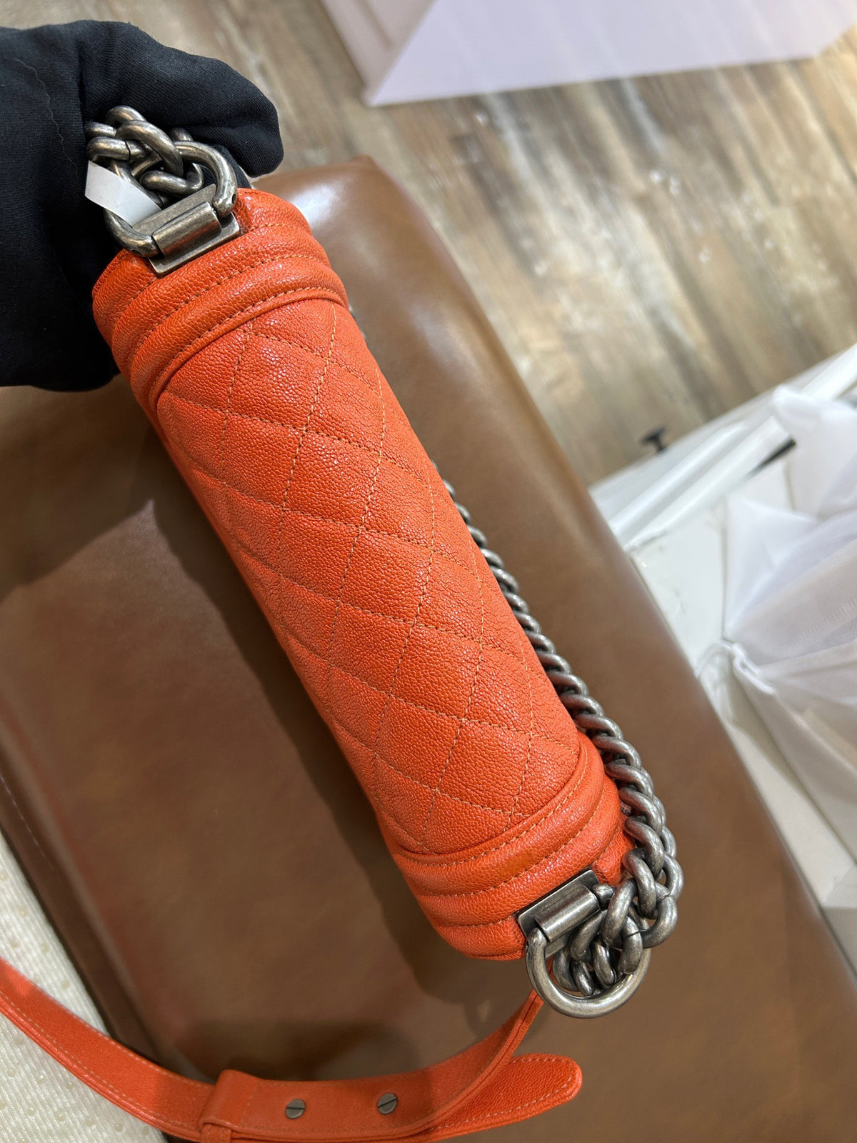 Chanel - Le Boy Small - Leather - Orange - (Small)