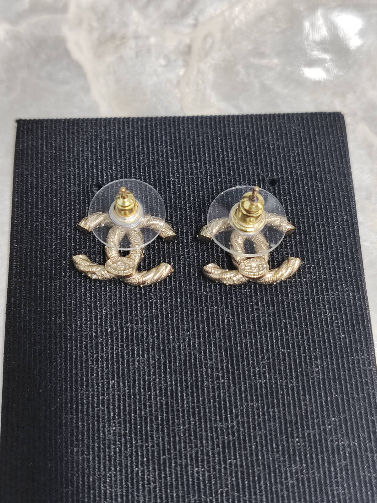 Chanel - Other - Gold-tone base metal with clear crystal embellishments. - Gold