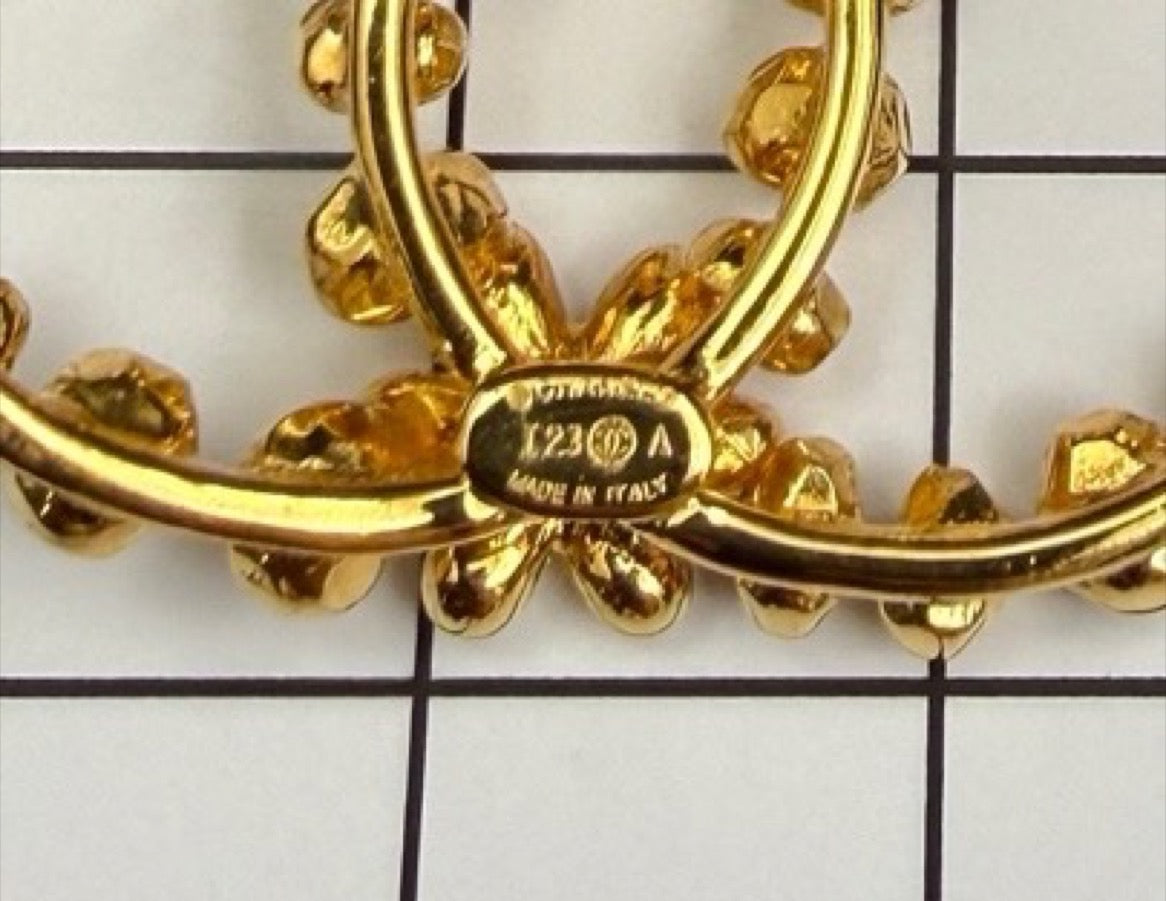 Chanel - Other - Gold-tone base metal with clear rhinestone accents - Gold