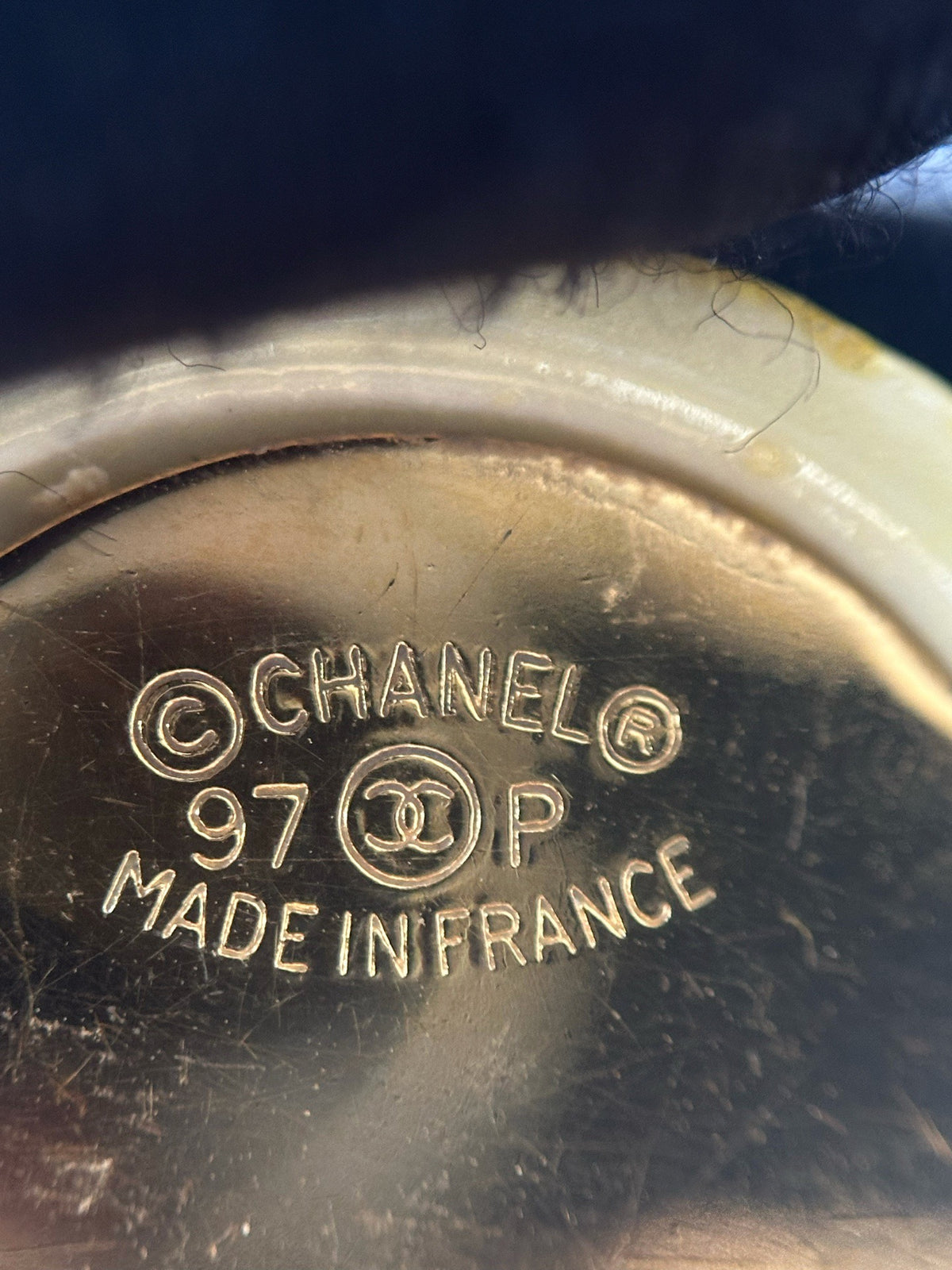 Chanel - Other - Gold-tone metal clip fittings with yellow resin-like decorative discs. - Yellow