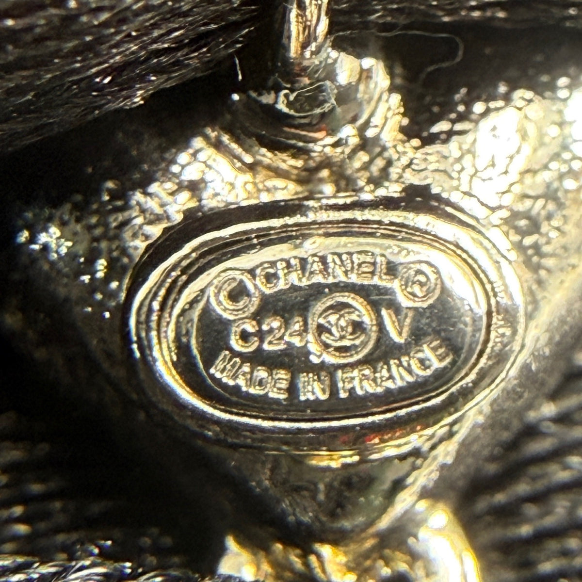 Chanel - Other - Gold-tone metal with clear crystal embellishments. - Gold