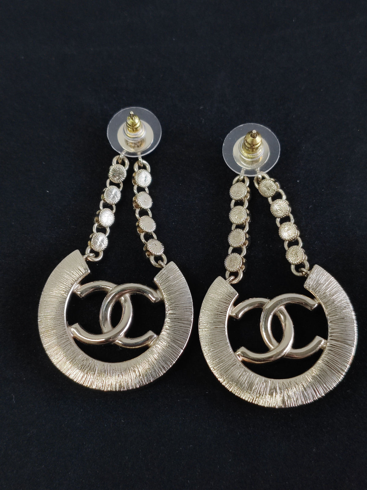 Chanel - Other - Gold-tone metal with clear rhinestones and white enamel accents. - Gold