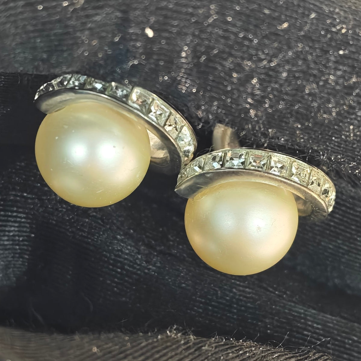 Chanel - Other - Gold-tone metal with faux pearl drops and clear crystal accents. - Gold