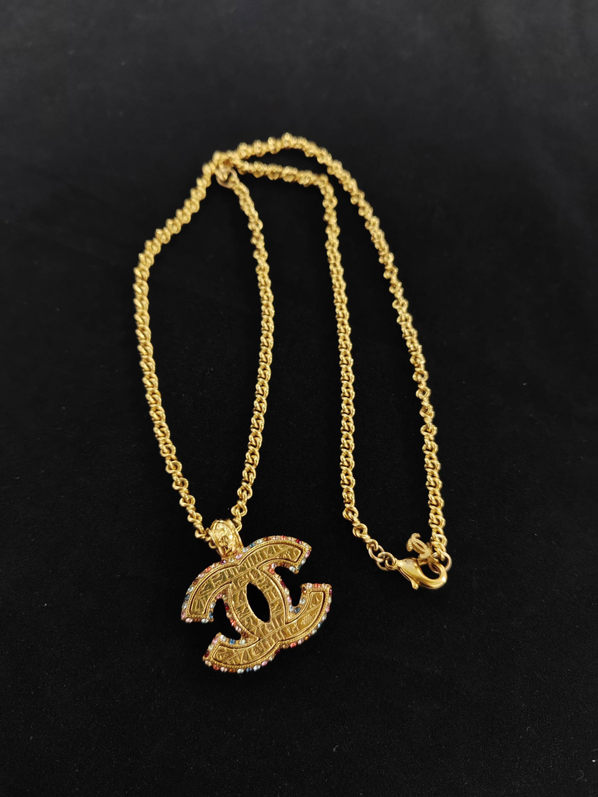 Chanel - Other - Gold-tone metal with multicoloured rhinestone embellishment. - Gold