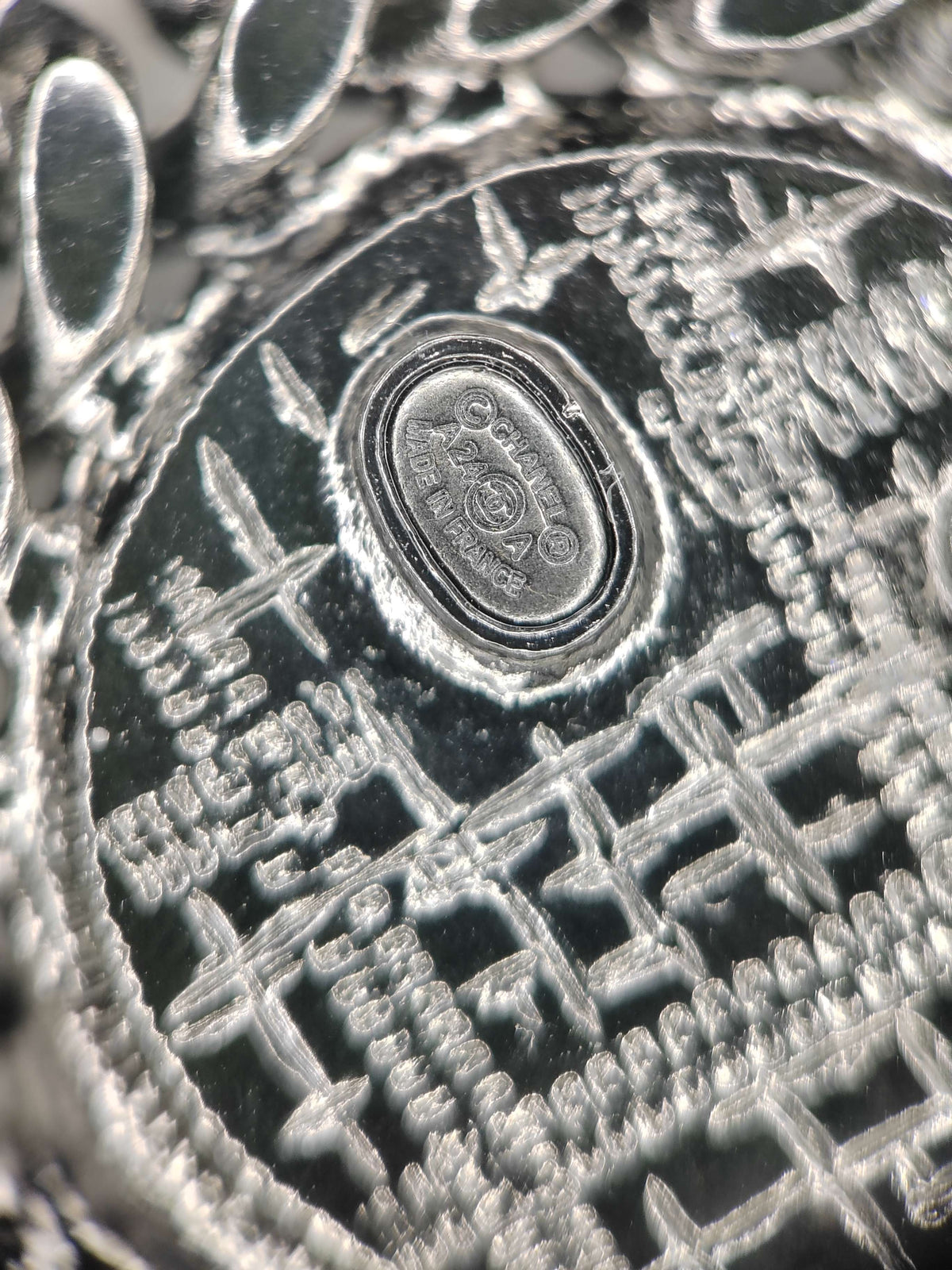 Chanel - Other - Silver-tone metal with black faceted decorative inserts; exact insert composition is unknown. - Black