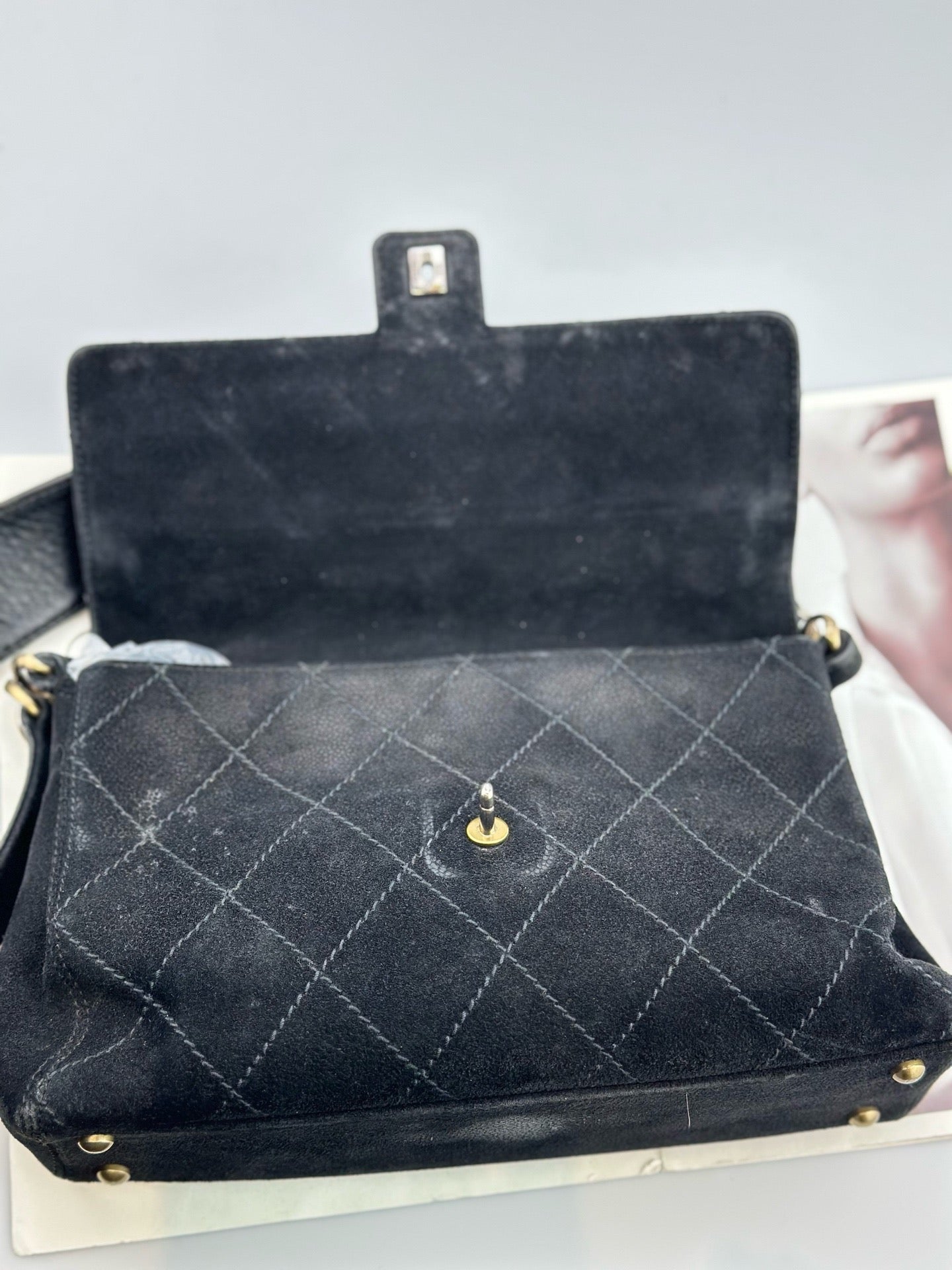 Chanel - Other - Suede - Black with Gold-Tone Hardware - (small)