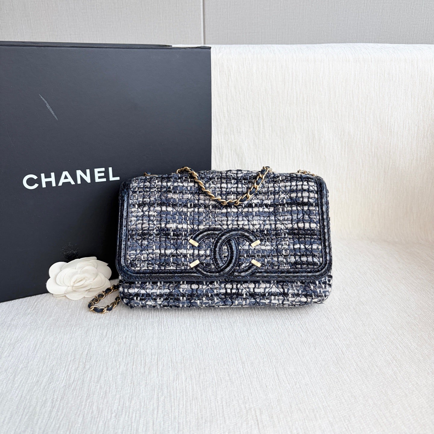 Chanel - Vanity Case - Tweed - Blue - (mini)