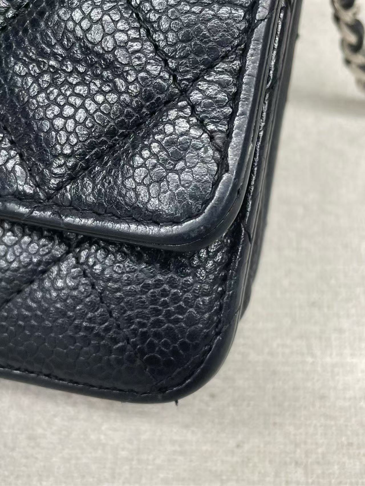 Chanel - Wallet On Chain (WOC) - Caviar leather - Black with Silver-Tone Hardware - (mini)