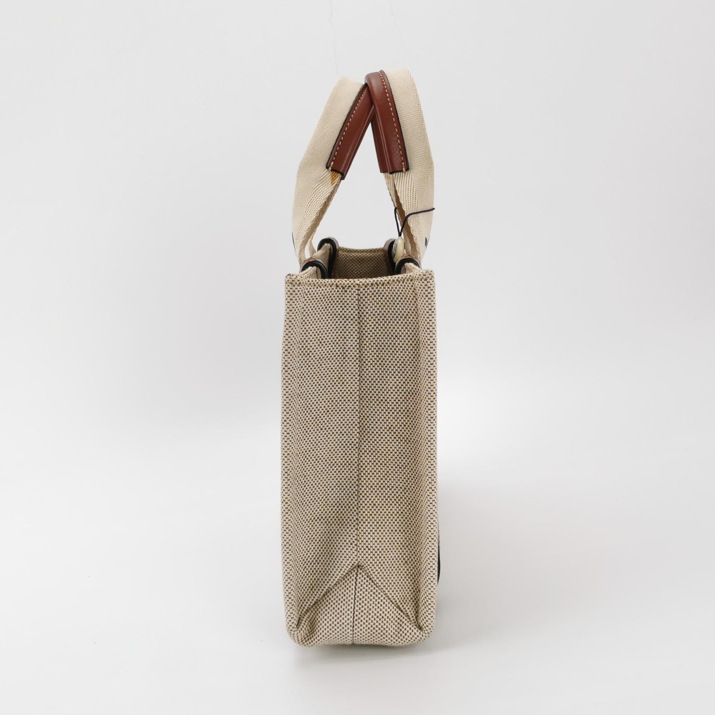 Chloé - Woody Small Tote Bag - Canvas with Leather Trim - Beige - (Small)
