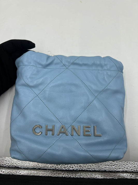 Chanel - 22 Bag Mini - Shiny calfskin leather - Blue - (mini)