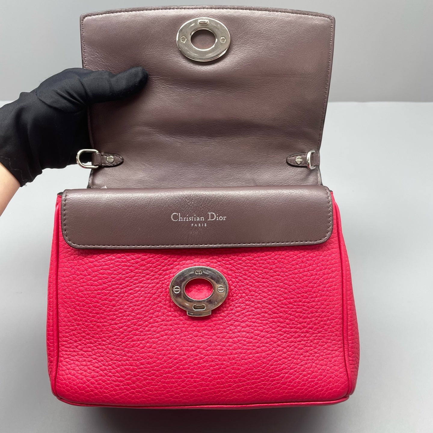 Dior - Be Dior - Grained leather - Rose Red with Silver-Tone Hardware - (small)