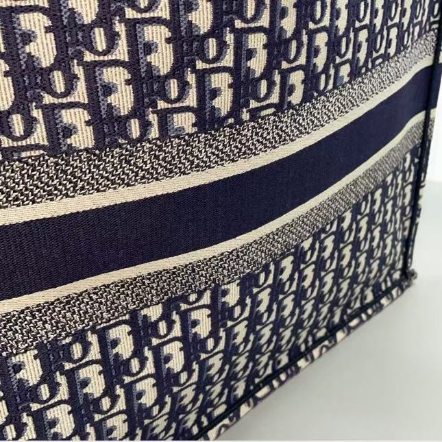Dior - Book Tote - Embroidered canvas - Navy and Beige - (Large)