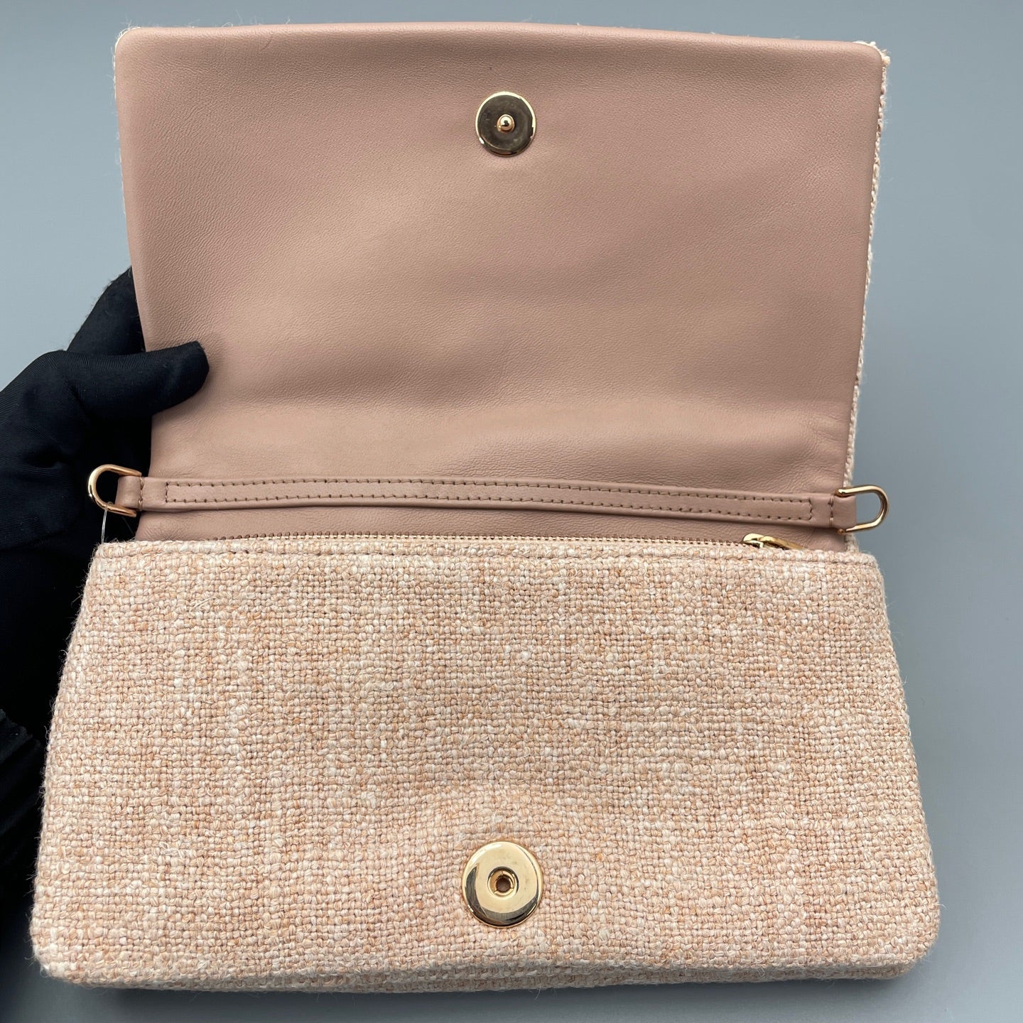 Dior - Caro Mini Chain Bag - Linen - Pink - (mini)