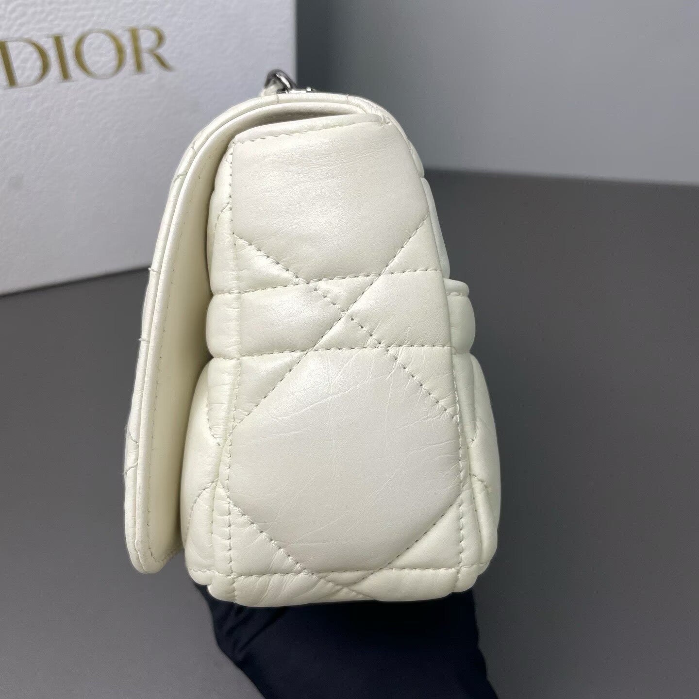 Dior - Caro Small Chain Puff Bag - Leather - White - (small)