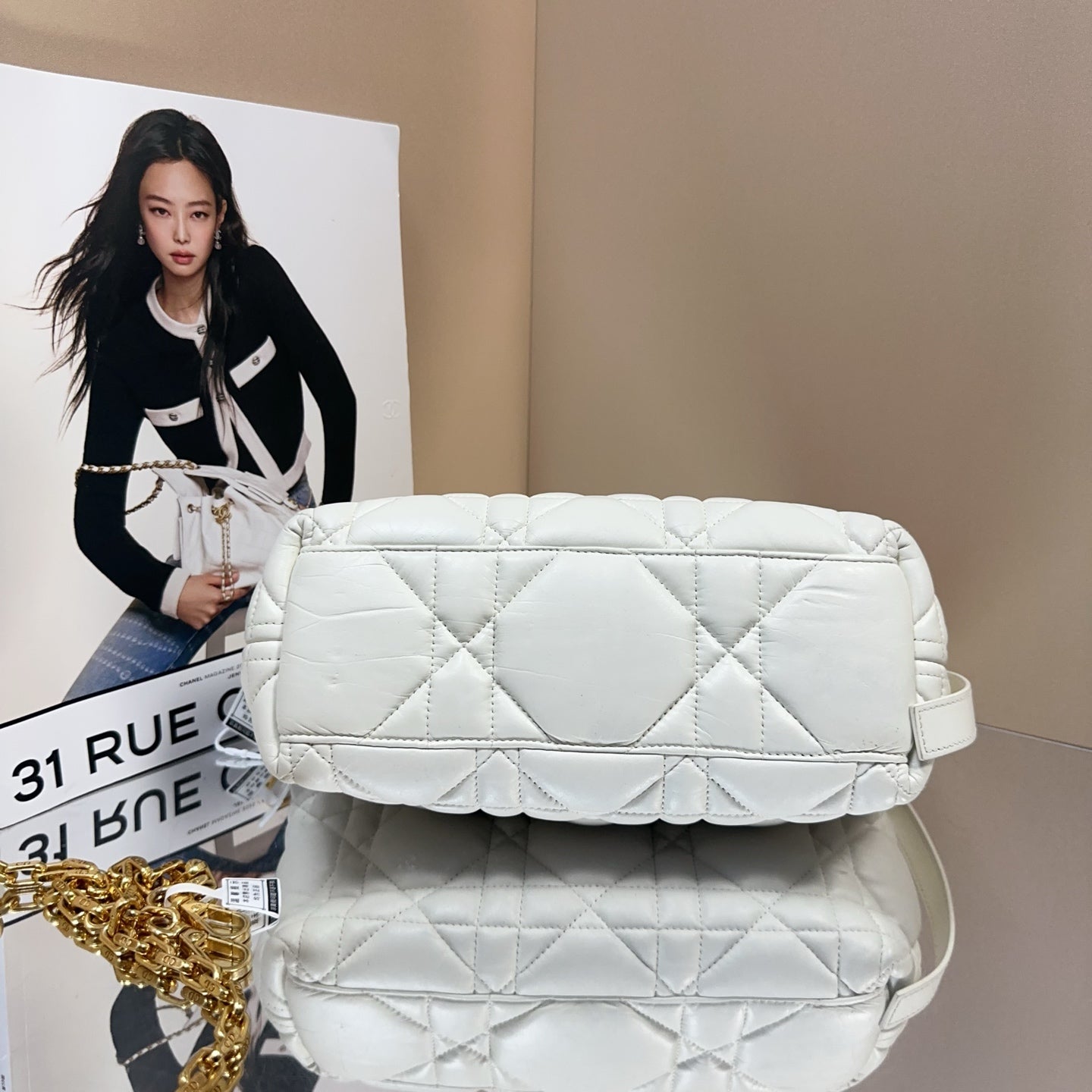 Dior - Dior Nomad Bag - Cowhide leather - White with Gold-Tone Hardware - (medium)