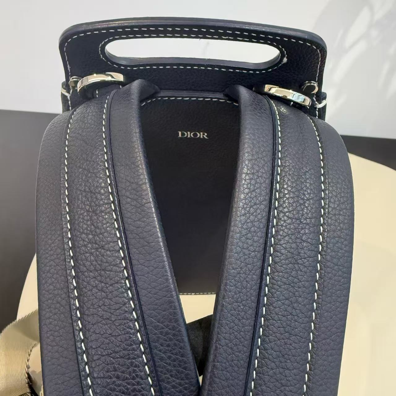 Dior - Gallop Saddle Backpack - Grained calfskin leather - Navy - (Mini)