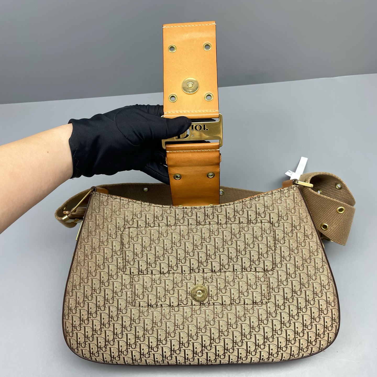 Dior - Half-moon Bag - Dior Oblique canvas with leather trim - Brown - (medium)