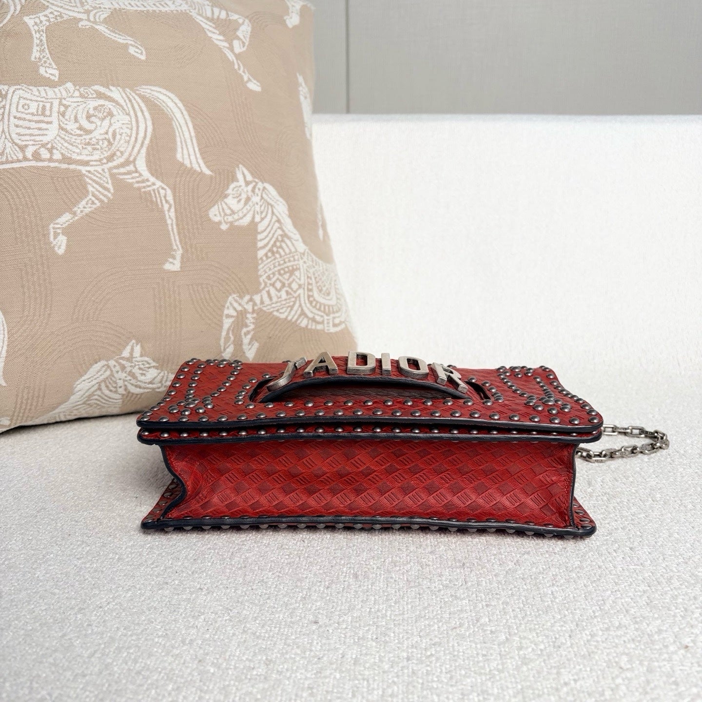 Dior - J'Adior Studded Chain Bag - Cowhide leather - Red - (medium)