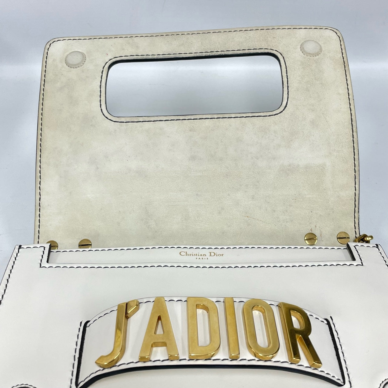 Dior - Jadior Flap Bag - Cowhide leather - White with Gold-tone Hardware - (Medium)
