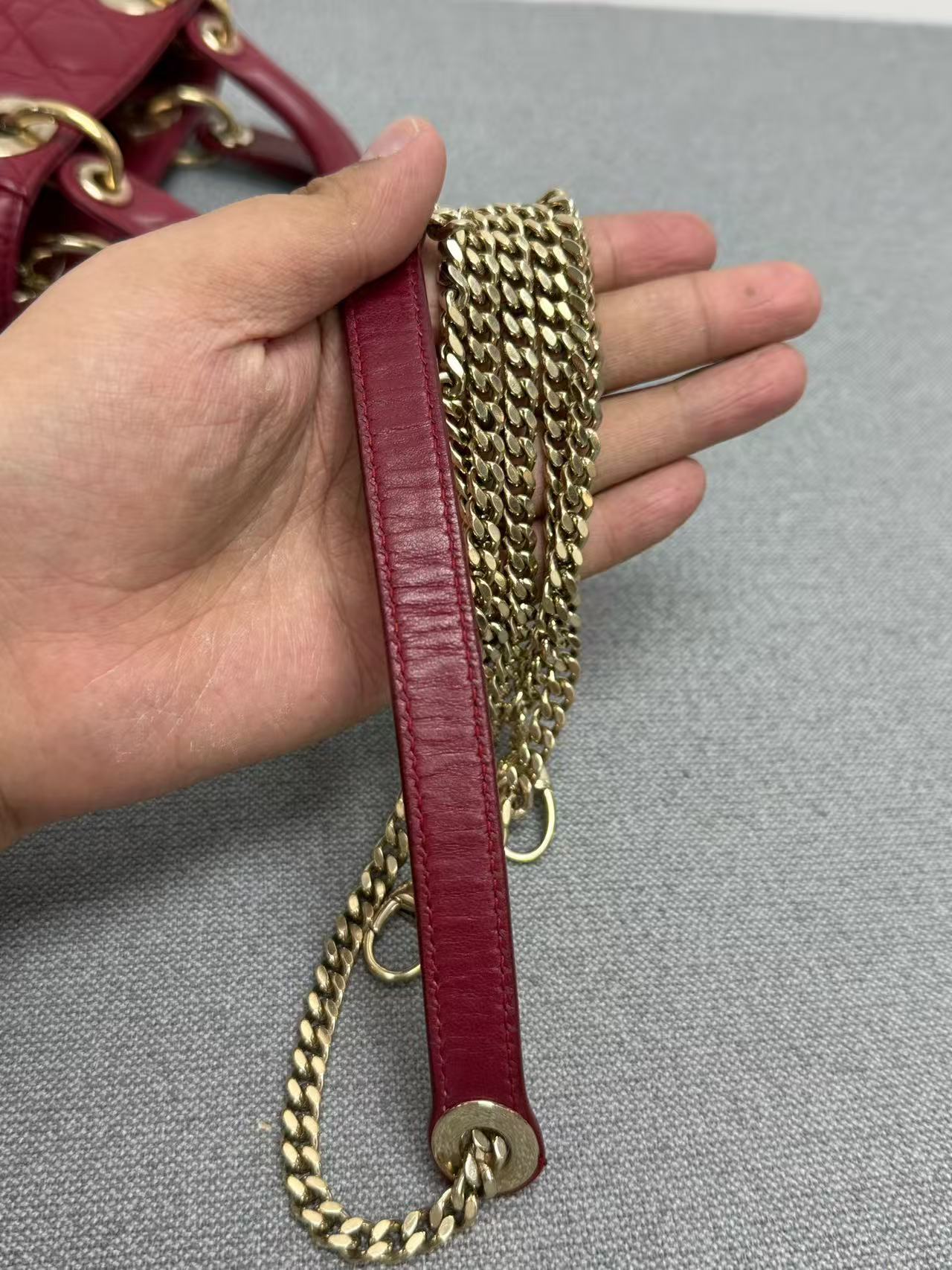 Dior - Lady Dior - Lambskin leather - Burgundy - (mini)