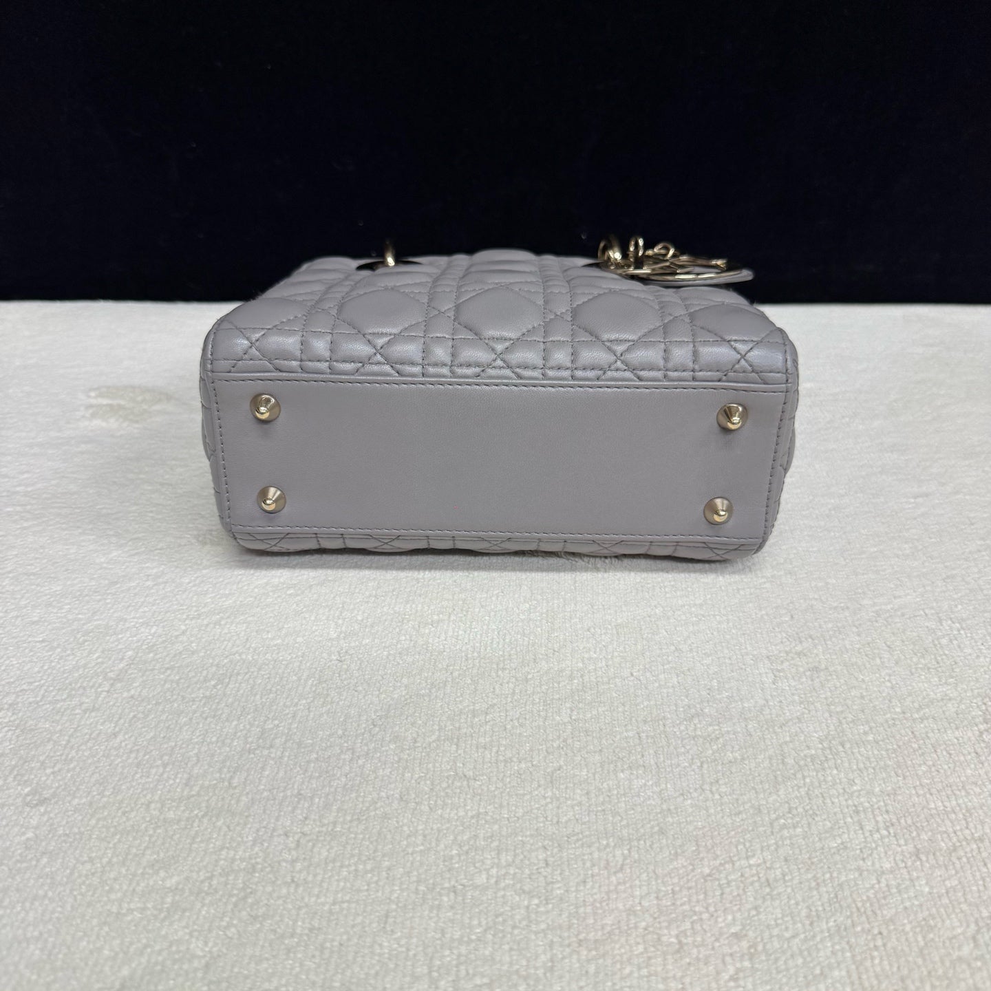 Dior - Lady Dior - Lambskin leather - Grey with Gold-Tone Hardware - (Small)