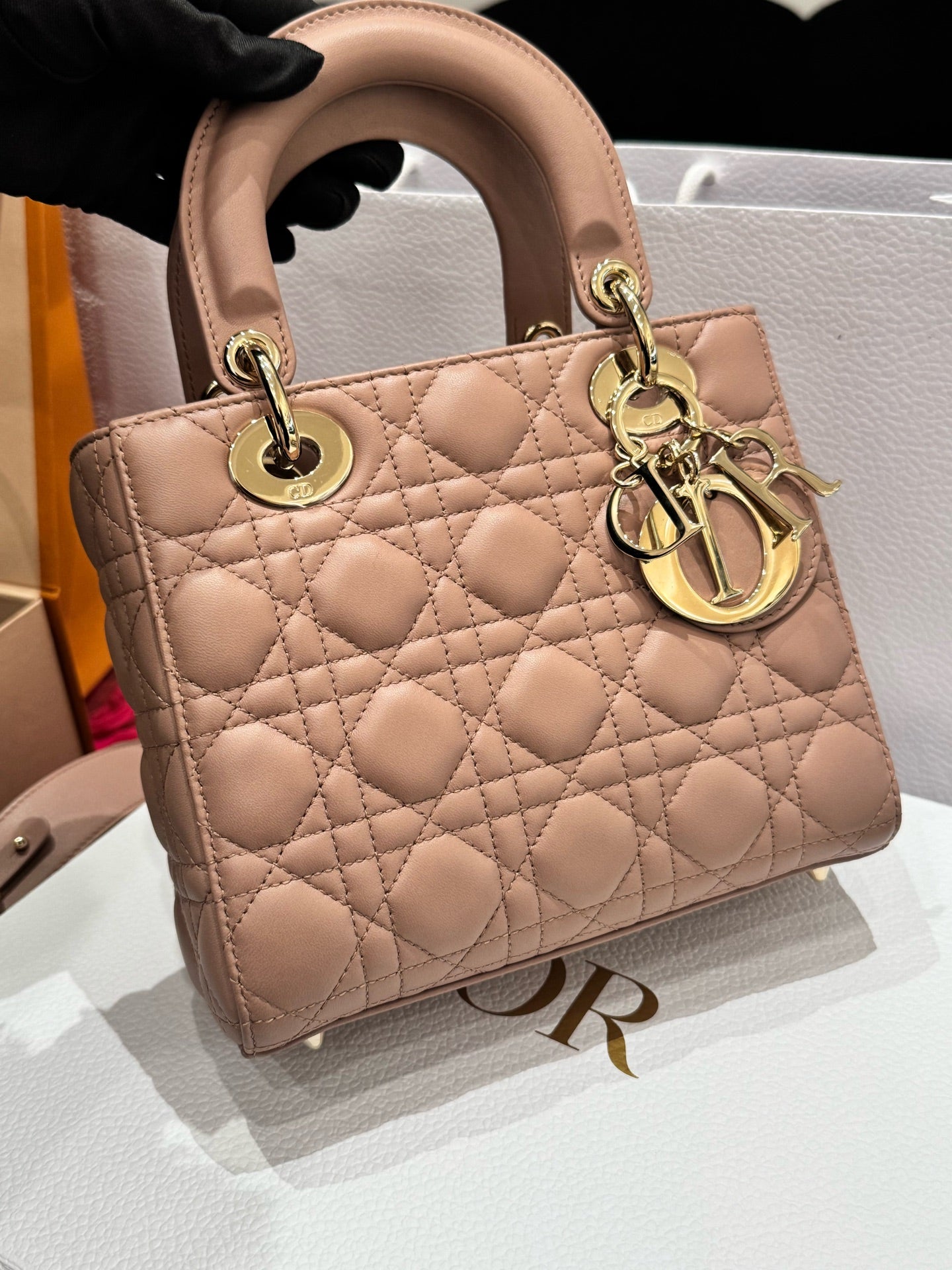 Dior - Lady Dior - Lambskin leather - Nude pink - (Small)