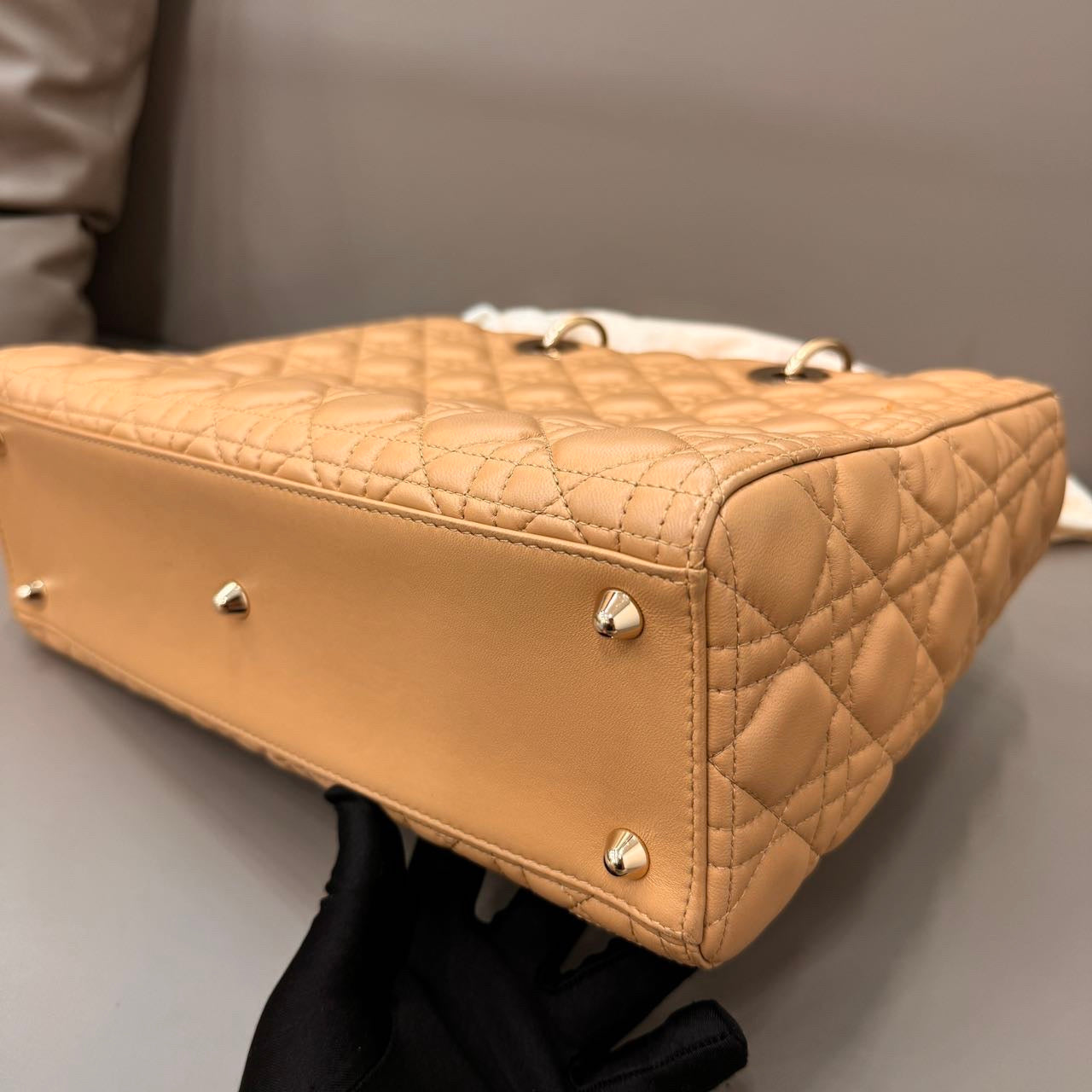 Dior - Lady Dior - Leather - Beige - (large)