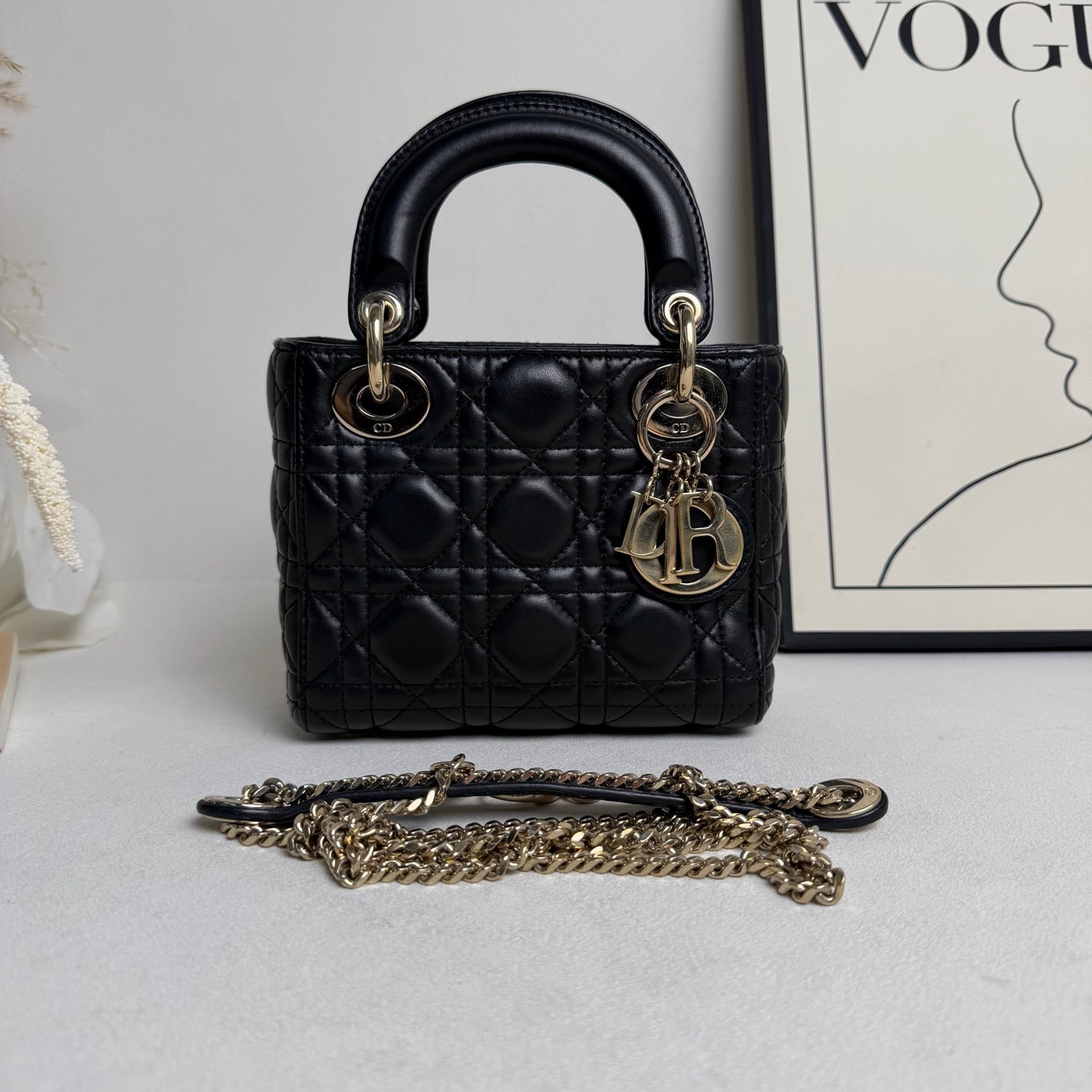 Dior - Lady Dior - Leather - Black - (mini)