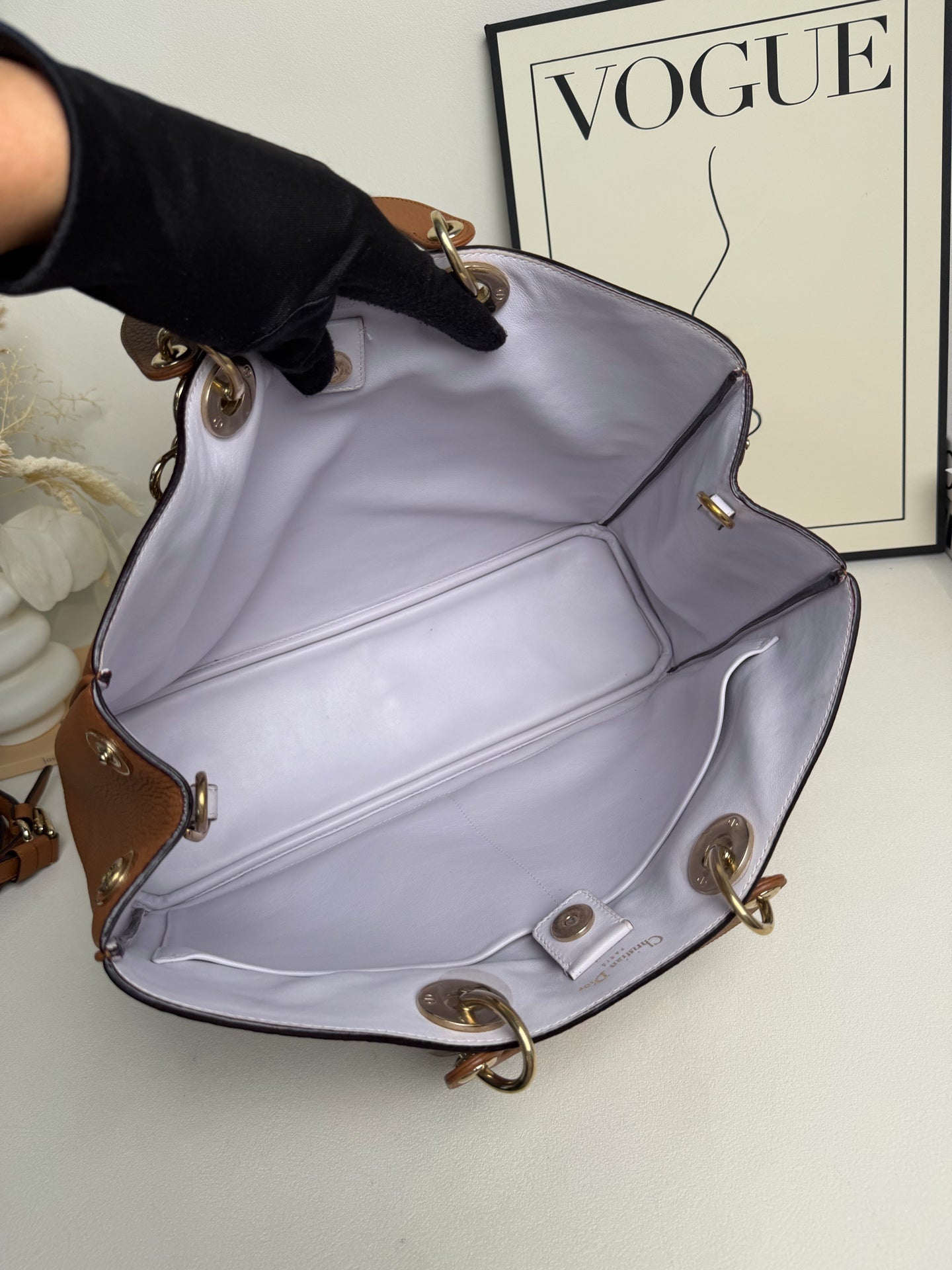 Dior - Lady Dior - Leather - Brown - (large)
