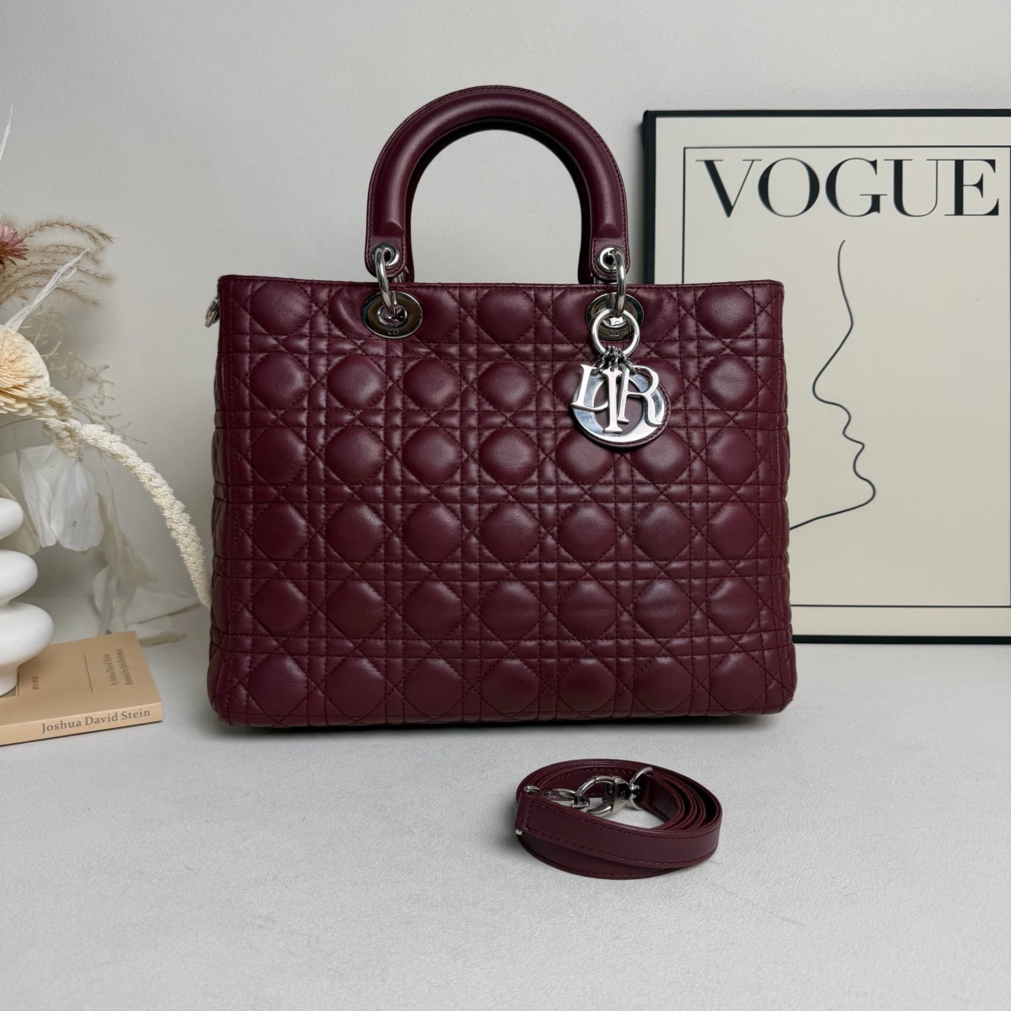 Dior - Lady Dior - Leather - Burgundy - (medium)