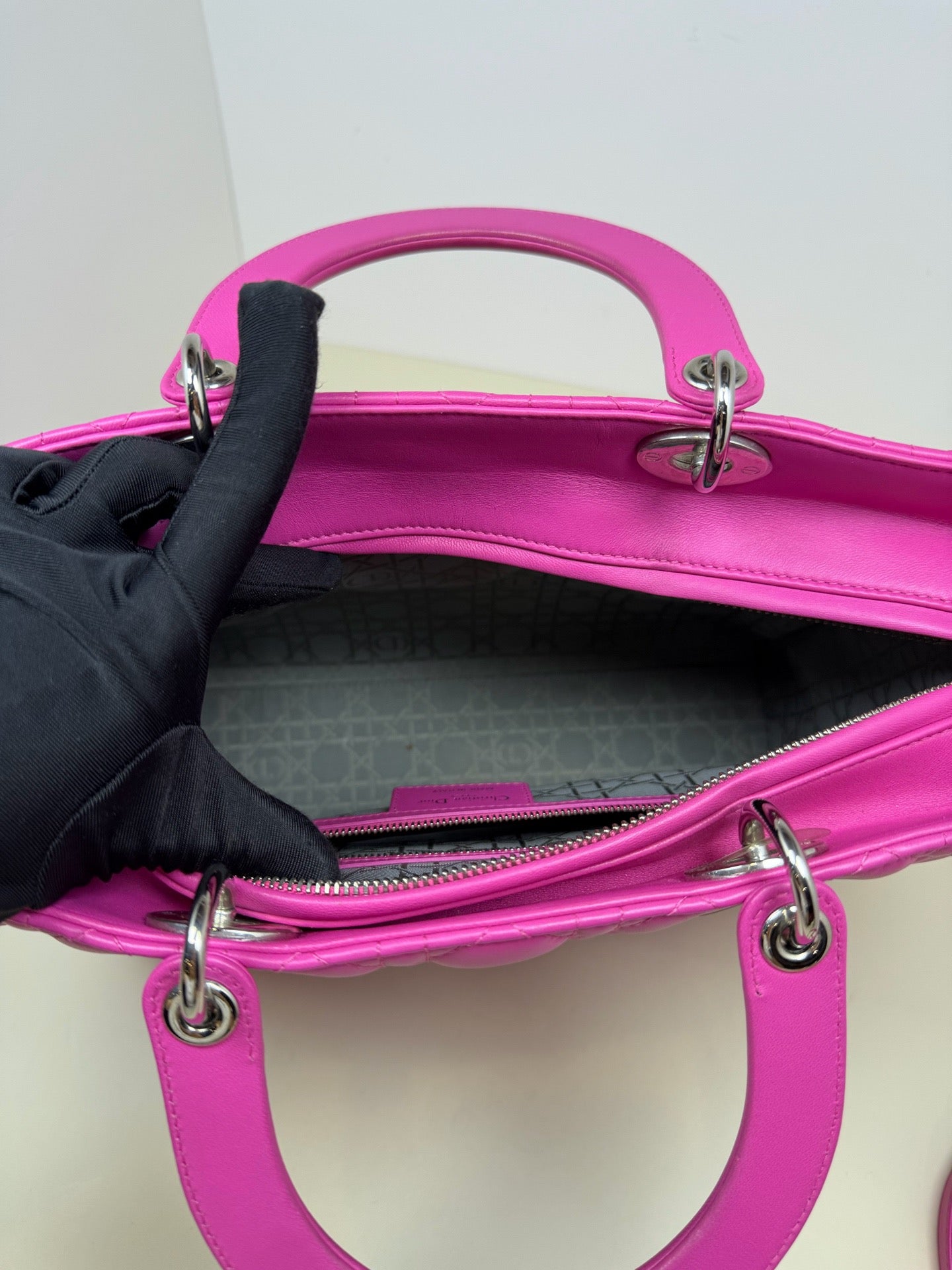 Dior - Lady Dior - Leather - Pink - (large)
