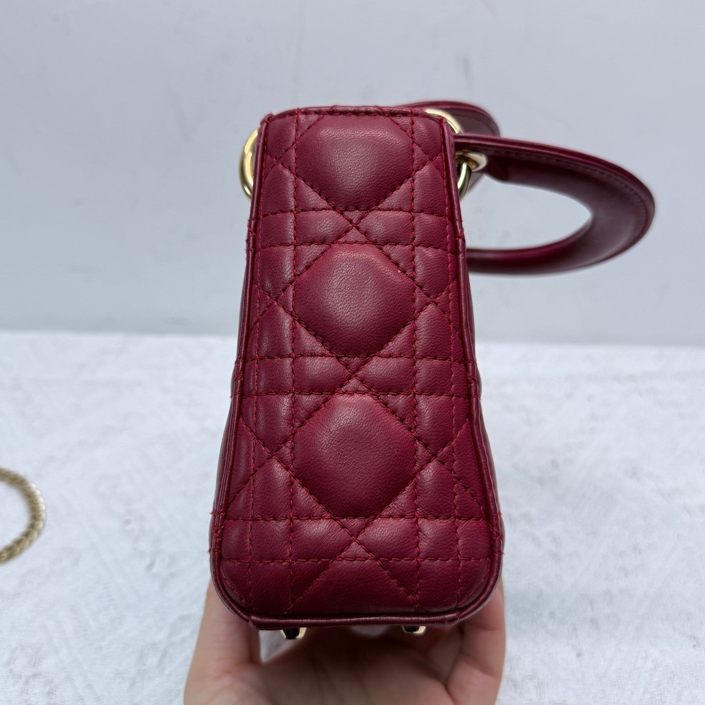 Dior - Lady Dior Mini - Lambskin leather - Red with Gold-Tone Hardware - (Mini)