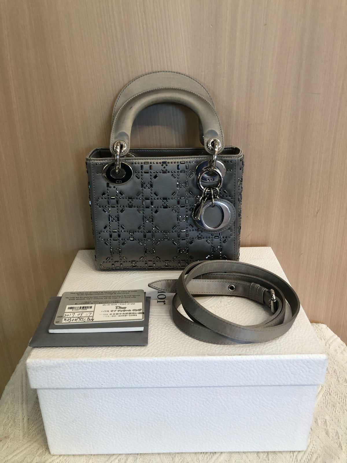 Dior - Lady Dior Mini - Leather - Grey - (mini)