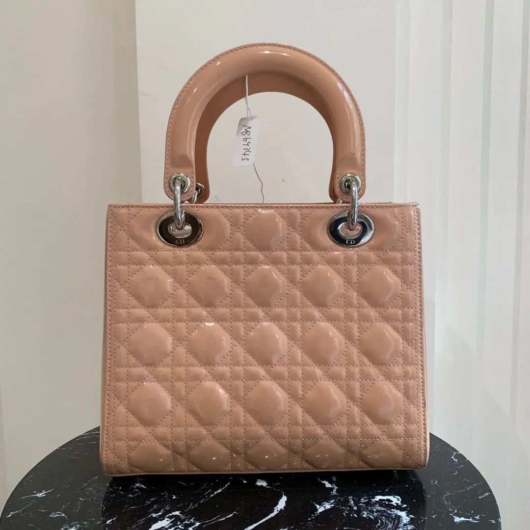 Dior - Lady Dior - Patent leather - Beige - (medium)