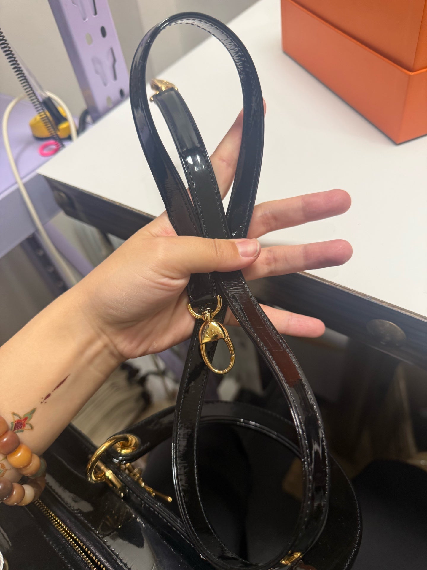 Dior - Lady Dior - Patent leather - Black - (large)
